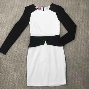 Bebe black and white peplum dress, size 2